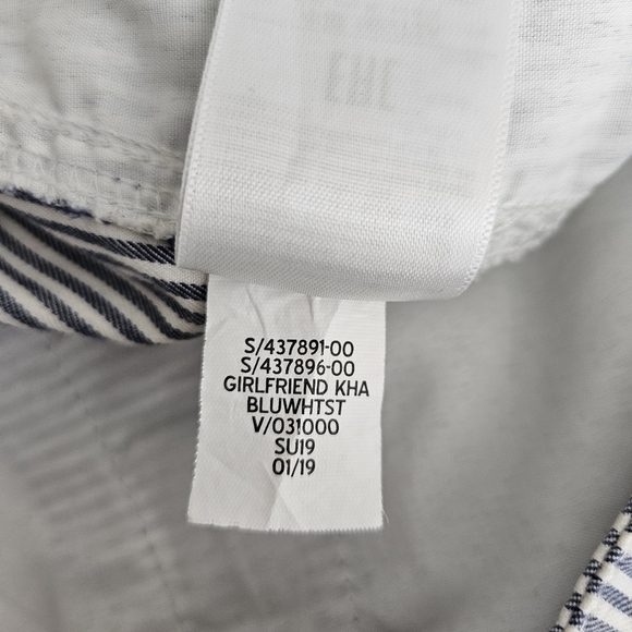 GAP Girlfriend Khaki Pants Blue Conductor Stripe High Rise Slim Straight Chino 6 - Picture 7 of 7